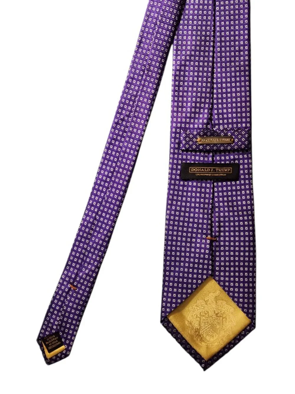 Donald J Trump Signature Collection Tie Necktie Purple Silver Geometric Silk
